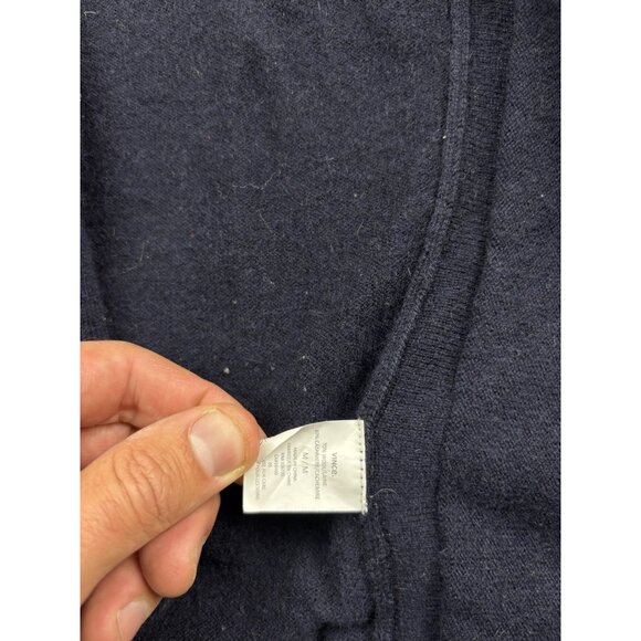 Vince Sweater Womens Medium Navy Hooded Open Front Cardigan Wool Knit Drape - Picture 5 of 9